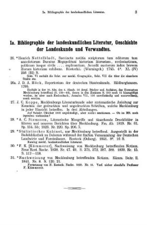 Ia. Bibliographie der landeskundlichen Literatur, Geschichte der Landeskunde und Verwandtes.