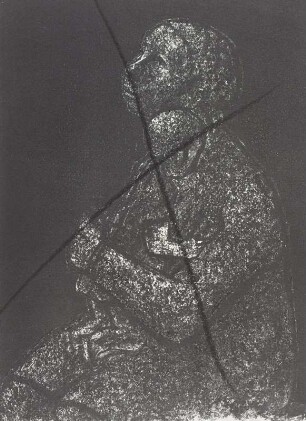 Sitzendes Mädchen mit Puppe im Dunkel (verworfene Arbeit)