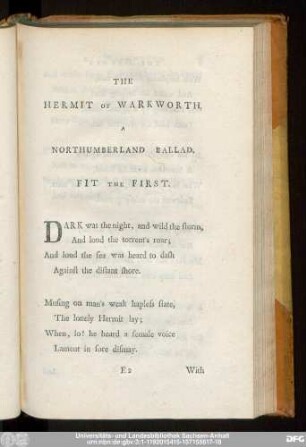 The Hermit Of Warkworth, A Northumberland Ballad. Fit The First.