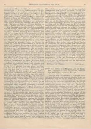 20-21 [Rezension] Johann Georg Hamann’s von Königsberg Lehr- und Wanderjahre. Jünglingen deutscher Art gewidmet