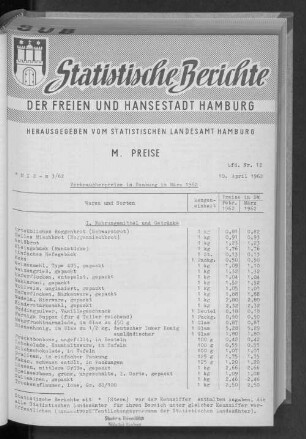Verbraucherpreise in Hamburg im März 1962 : Lfd. Nr. 12
