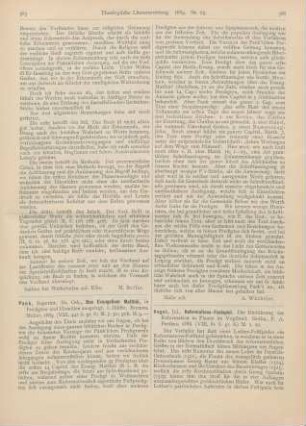 585-586 [Rezension] Pank, Osk., Das Evangelium Matthäi, in Predigten und Homilien ausgelegt