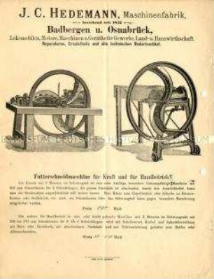 Futterschneidmaschine für Kraft- und Handbetrieb