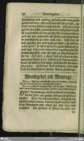 Abendgebet am Montage