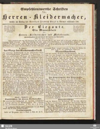 Empfehlenswerte Schriften für Herren-Kleidermacher