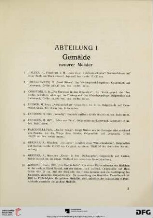 Abteilung I: Gemälde neuerer Meister (Nr. 1-47)