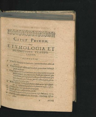 Caput Primum. De Etymologia Et Definitione Clausularum.