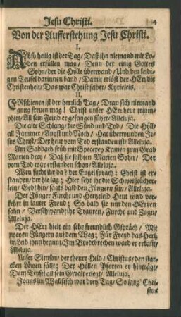 Von der Aufferstehung Jesu Christi.