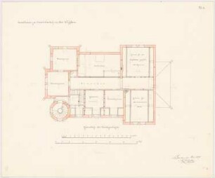 Landgut Treutler, Neu-Weißstein Landhaus: Grundriss Dachgeschoss 1:100, Maßstabsleiste (Meter und Fuß)