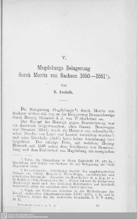 V. Magdeburgs Belagerung durch Moritz von Sachsen 1550-1551