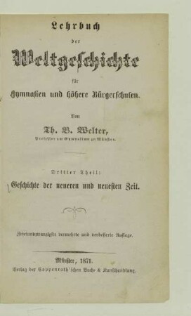 Theil 3: Geschichte der neueren und neuesten Zeit
