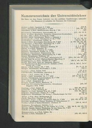 Namenverzeichnis der Universitätslehrer