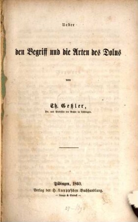 Über den Begriff und die Arten des Dolus