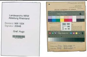Entnazifizierung Hugo Graf , geb. 04.05.1908 (Fahrer)