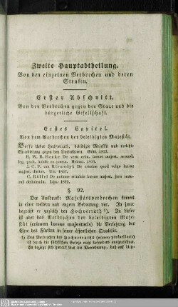 Zweite Hauptabtheilung. Von den einzelnen Verbrechen und deren Strafen