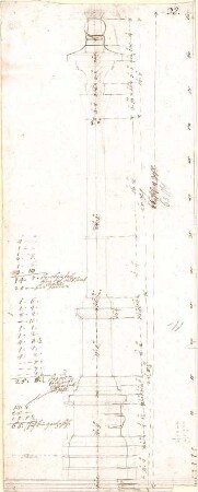 Pedetti, Peter Moritz (Maurizio); Eichstätt; Mariensäule / Marienbrunnen (Codex Aureatinus) - Mariensäule (Aufriss)