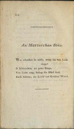An Mütterchen Stax.
