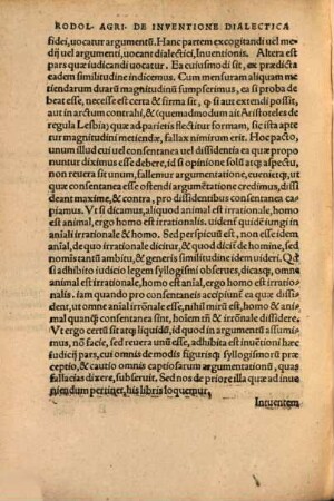 Rodolphi Agricolae Phrisii De inuentione Dialectica : Libri Tres