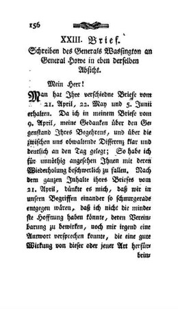 XXIII. Brief - Schreiben des Generals Wassington an eben denselben