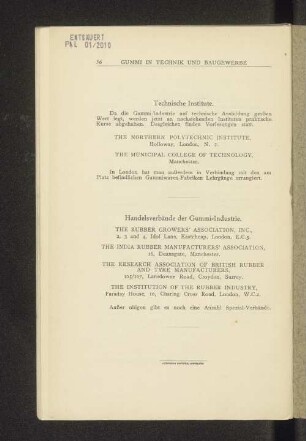 Handelsverbände der Gummi-Industrie