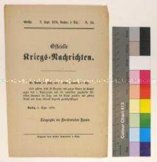 Kriegsdepesche des Norddeutschen Bundes über die Kriegsereignisse vom 1.9.1870 bei Metz