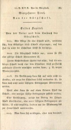 Vierzehnter Titel. Von der Bürgschaft