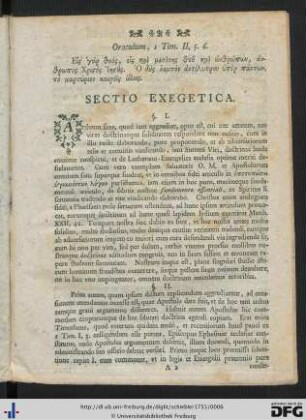 Sectio Exegetica.