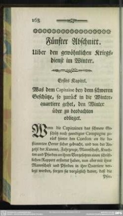 Fünfter Abschnitt. Uiber den gewöhnlichen Kriegsdienst im Winter