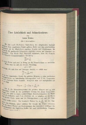 Über Löslichkeit und Schmelzwärme.