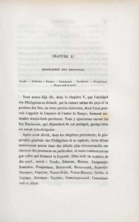 Chapitre XI. Géographie des provinces