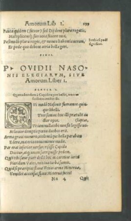 P. Ovidii Nasonis Elegiarum, Sive Amorum Liber I.