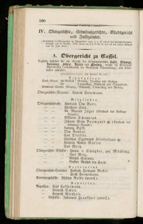 A. Obergericht zu Cassel.
