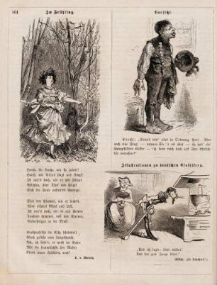 "Im Frühling" "Vorsicht" "Illustrationen zu deutschen Klassikern"