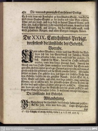 Die XXIX. Catechismus-Predigt, vorstellend die Umstände des Gebeths