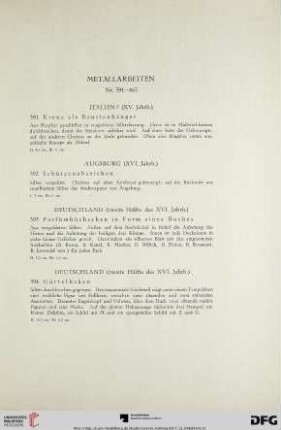 Metallarbeiten (Nr. 391-409)