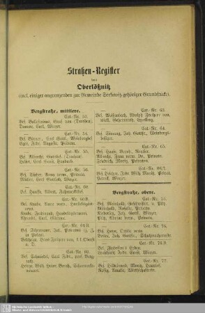 Häuserbuch : Straßen-Register von Oberlößnitz