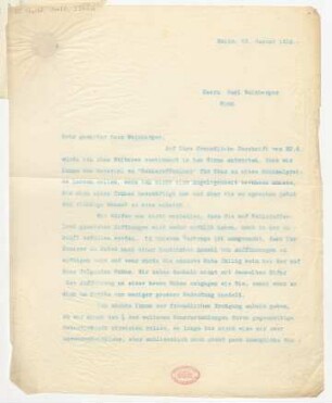 Brief an Carl Weinberger : 22.01.1910