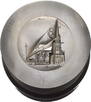 Stempel von Victor Huster für die Vorderseite einer Medaille auf die Esslinger Frauenkirche