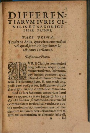 Differentiae aliquot iuris civilis et Saxonici