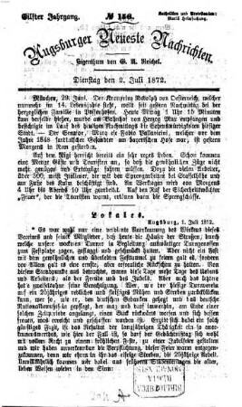 Augsburger neueste Nachrichten : Schwäbischer Kurier. 1872,7/9 = Jg. 11