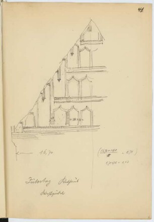 Rathaus, Jüterbog: Detail Giebel (aus: Skizzen- und Fotoalbum 12)
