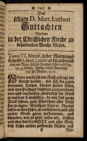 145-160, Des seligen D. Mart. Lutheri Guttachten.