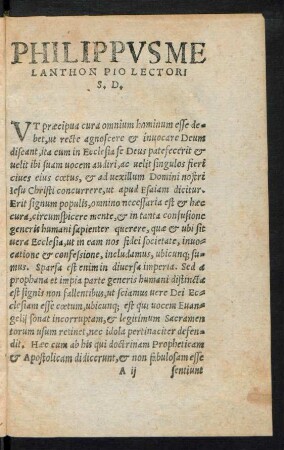Philippus Melanthon Pio Lectori S. D.