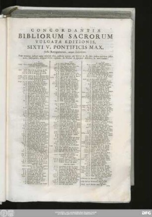 Concordantiae Bibliorum Sacrorum Vulgatae Editionis, Sixti V. Pontividsi Max. Iussu Recognitorum, atque Editorum.