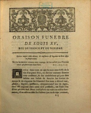 Oraison funebre de Louis XV.
