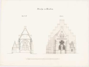 Kirche, Usedom: Ansicht der Ostseite, Querschnitt