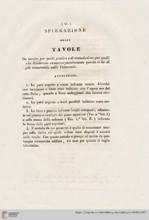 Spiegazione delle Tavole