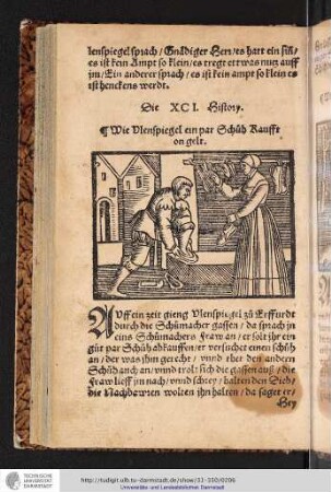 Die XCI. History Wie Vlenspiegel ein par Schuh Kaufft on gelt