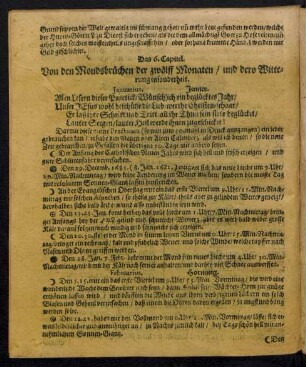 Das 6. Capitel. Von den Mondsbrüchen der zwölff Monaten/ und dero Witterung insonderheit.