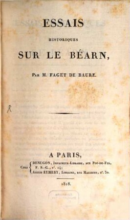 Essais historiques sur le Béarn